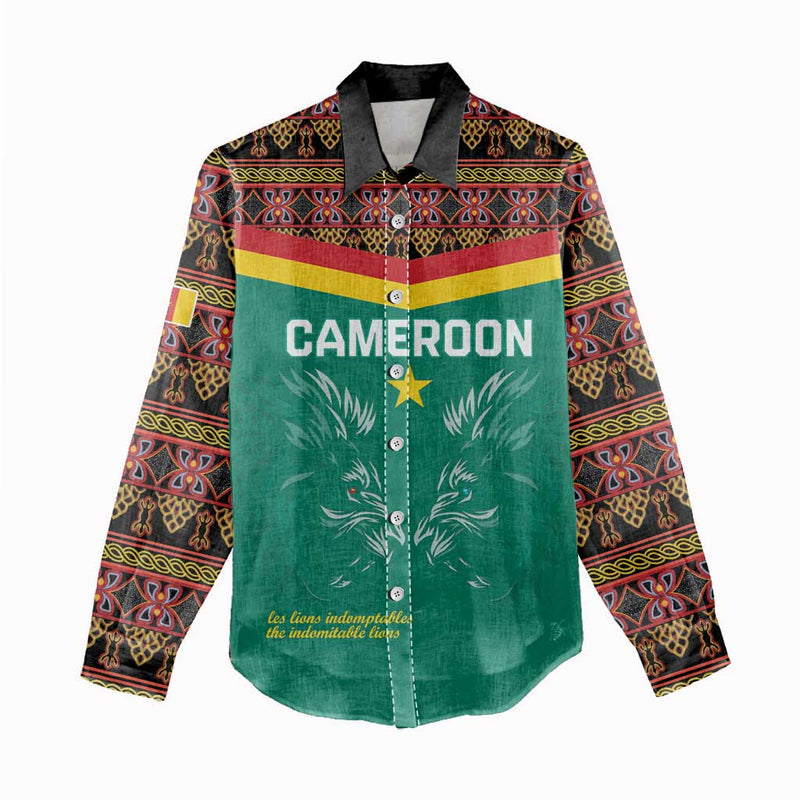 Custom Cameroon Football Go Champions - Toghu Pattern Women Casual Shirt