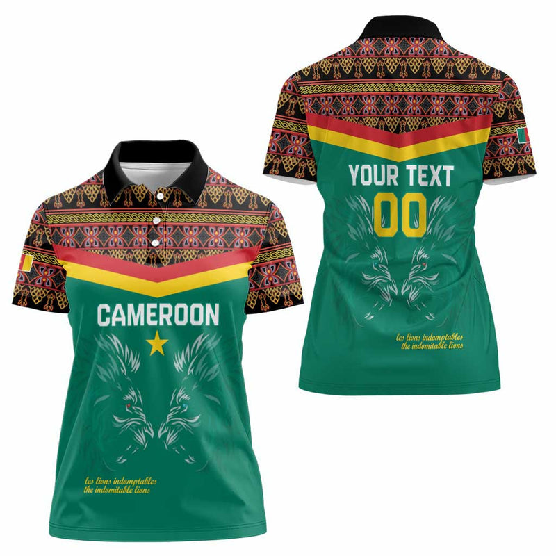 Custom Cameroon Football Go Champions - Toghu Pattern Women Polo Shirt