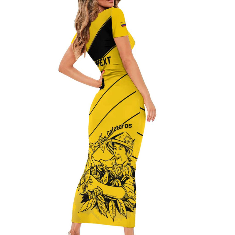 Custom Colombia Football Go Los Cafeteros Short Sleeve Bodycon Dress