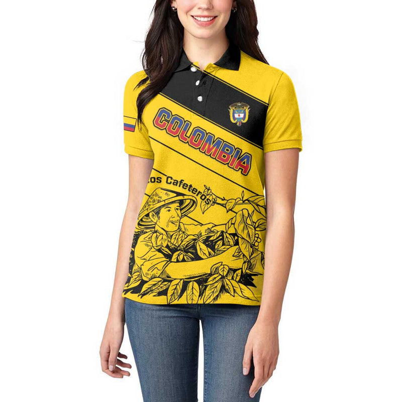 Custom Colombia Football Go Los Cafeteros Women Polo Shirt