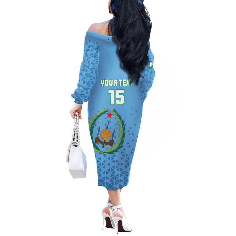 Custom Djibouti Football Come On Riverains De La Mer Rouge Off The Shoulder Long Sleeve Dress
