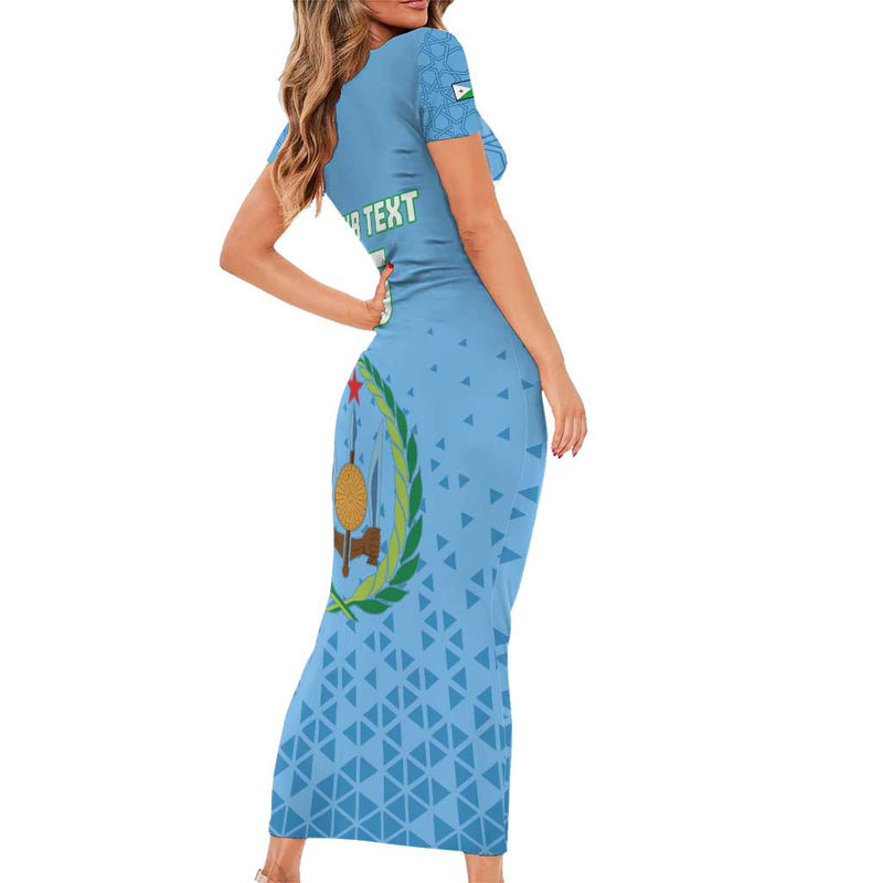 Custom Djibouti Football Come On Riverains De La Mer Rouge Short Sleeve Bodycon Dress
