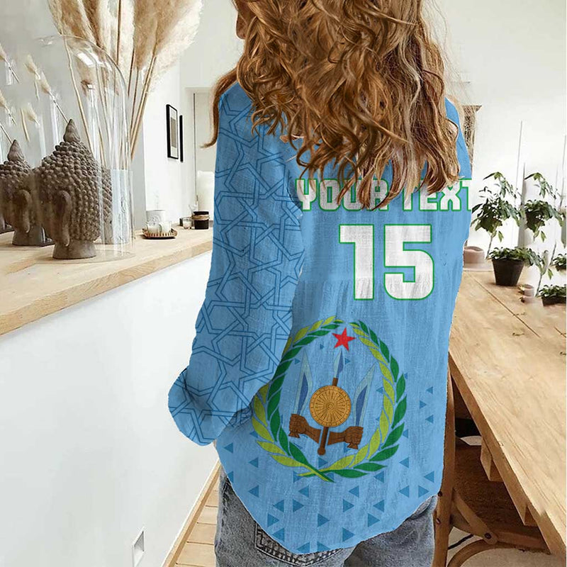 Custom Djibouti Football Come On Riverains de la Mer Rouge Women Casual Shirt