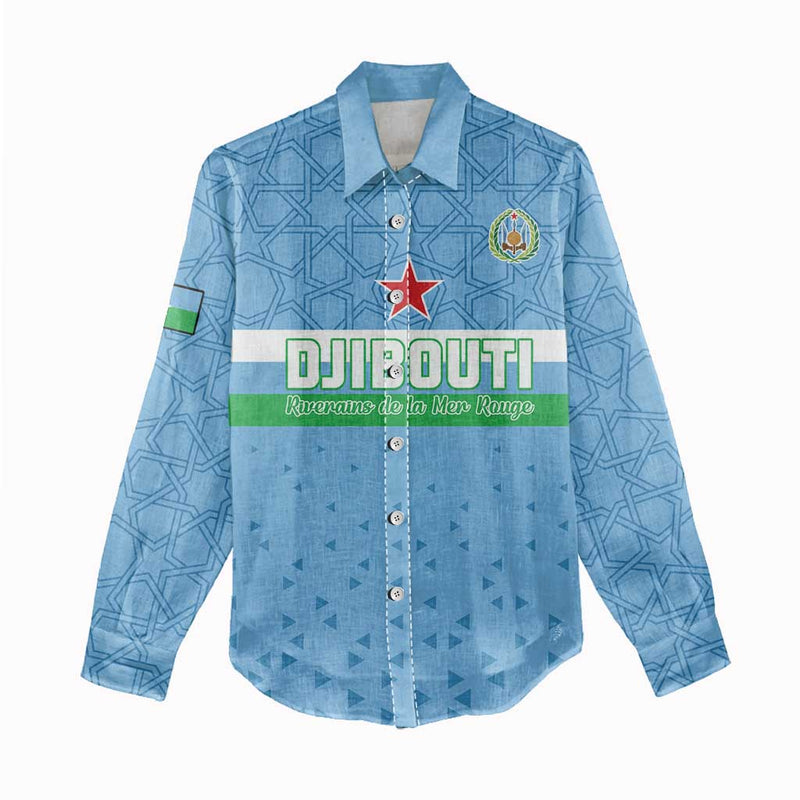 Custom Djibouti Football Come On Riverains de la Mer Rouge Women Casual Shirt