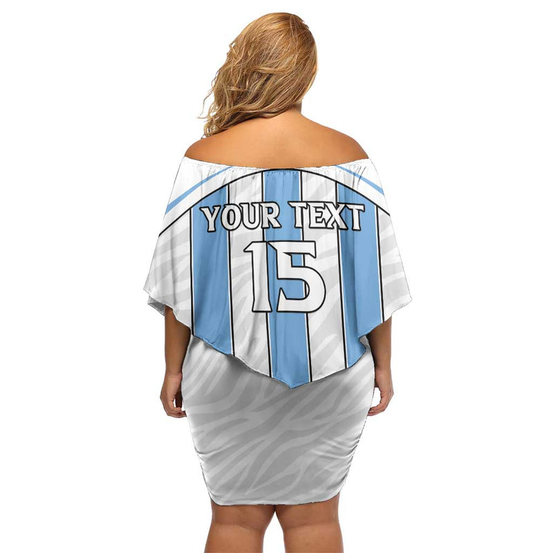 Custom Botswana Football Come On Zebras Off Shoulder Short Dress