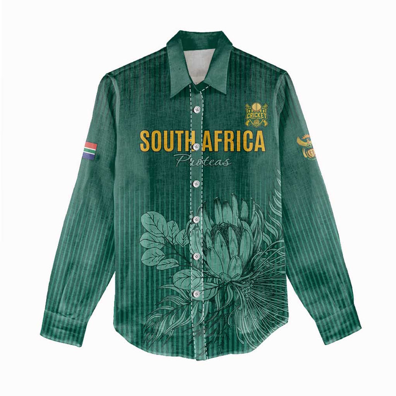 Custom South Africa Cricket Road To Champions Women Casual Shirt