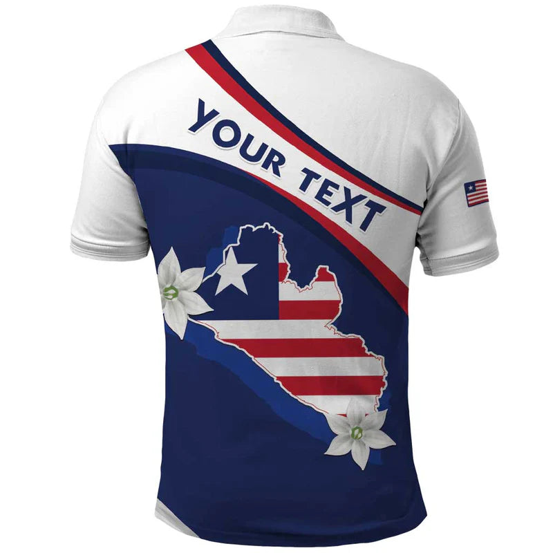 Custom Liberia Independence Day Coat Of Arms Pepper Flowers Polo Shirt