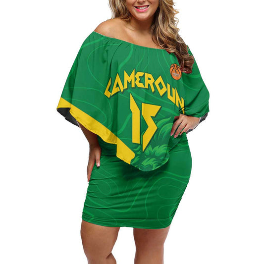 Custom Cameroon Basketball Go Champions Indomitable Lions Off Shoulder Short Dress