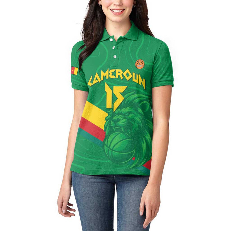 Custom Cameroon Basketball Go Champions Indomitable Lions Women Polo Shirt