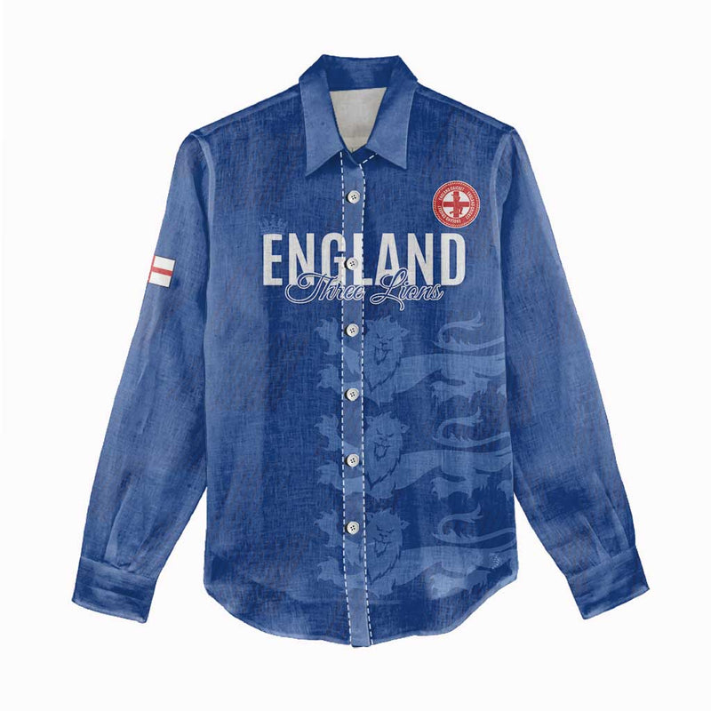 Custom England Cricket Go Three Lions - Blue Ver Women Casual Shirt