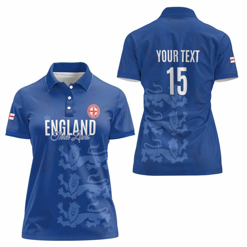 Custom England Cricket Go Three Lions - Blue Ver Women Polo Shirt