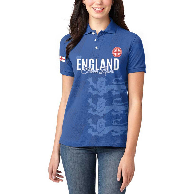 Custom England Cricket Go Three Lions - Blue Ver Women Polo Shirt