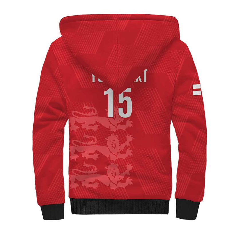 Custom England Cricket Go Three Lions - Red Ver Sherpa Hoodie
