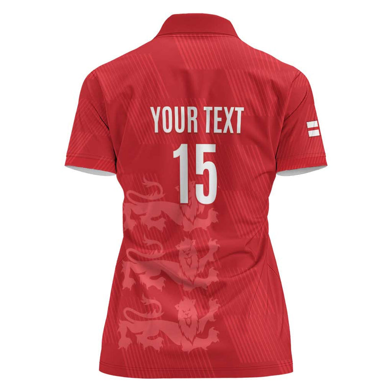 Custom England Cricket Go Three Lions - Red Ver Women Polo Shirt