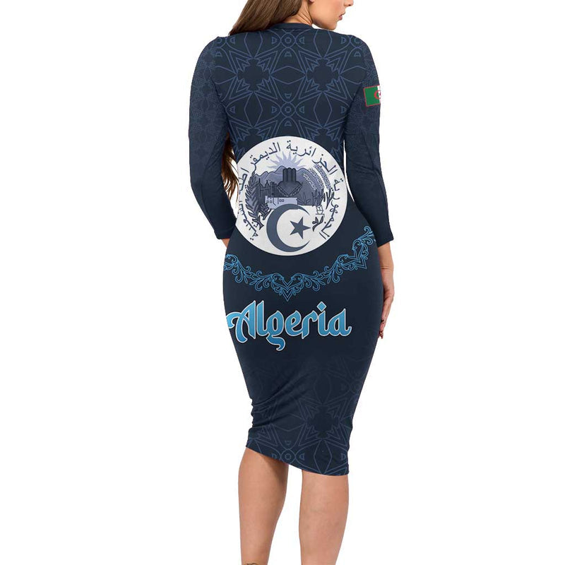 Algeria Happy Eid Mubarak Eid Al-adha Long Sleeve Bodycon Dress