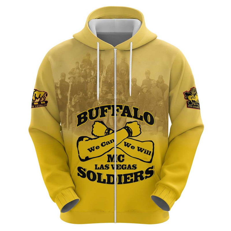 African American Buffalo Soldier We Can We Will - Yellow Hoodie
