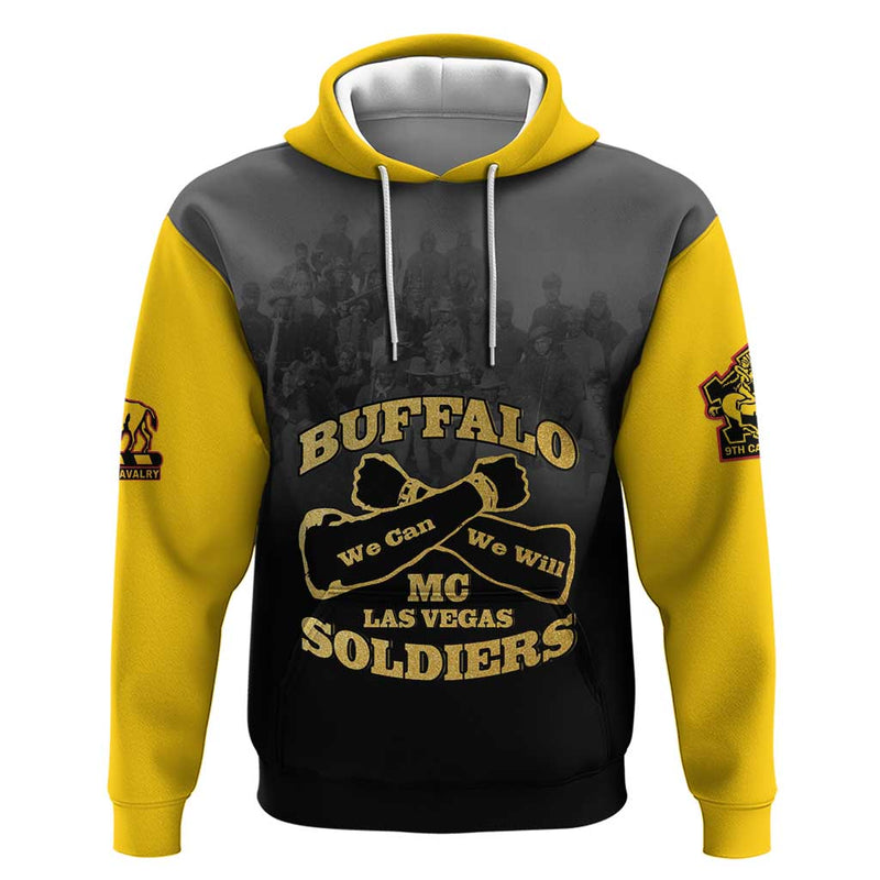 African American Buffalo Soldier We Can We Will - Black Hoodie