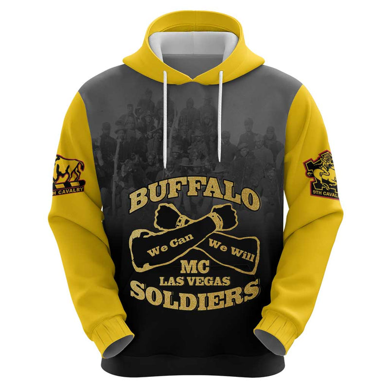 African American Buffalo Soldier We Can We Will - Black Hoodie