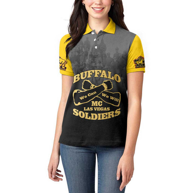 African American Buffalo Soldier We Can We Will - Black Women Polo Shirt