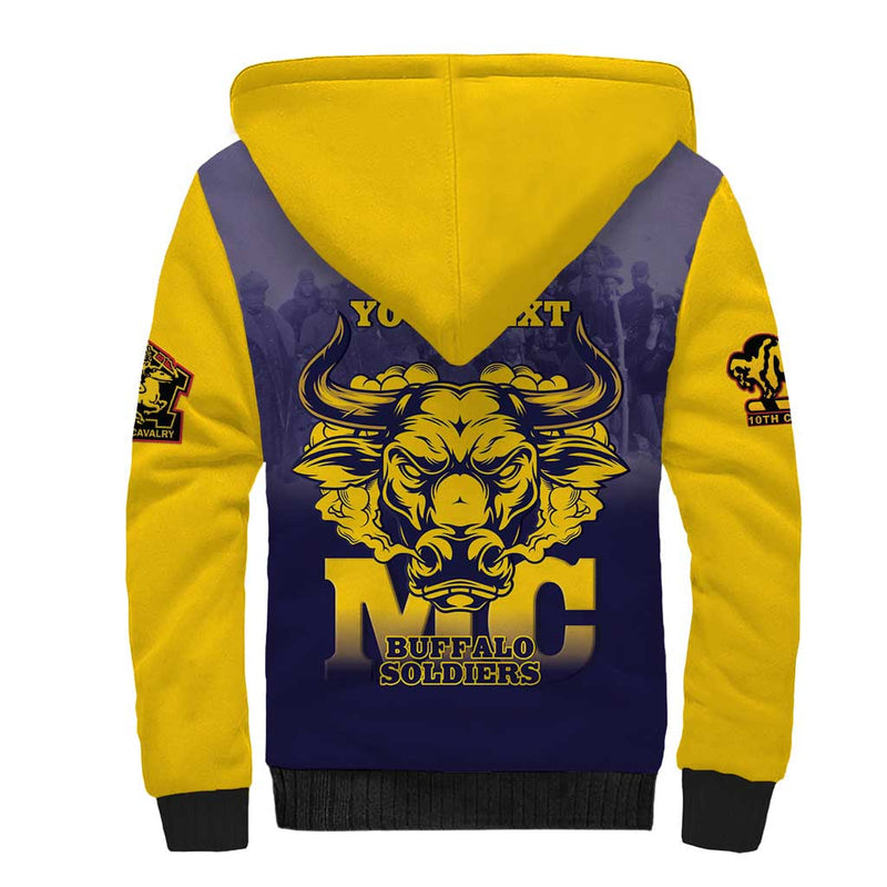 African American Buffalo Soldier We Can We Will - Navy Blue Sherpa Hoodie