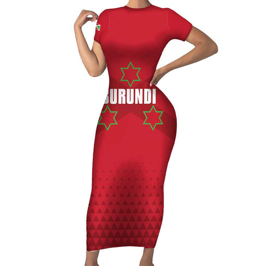 Custom Burundi Football Come On Intamba Short Sleeve Bodycon Dress