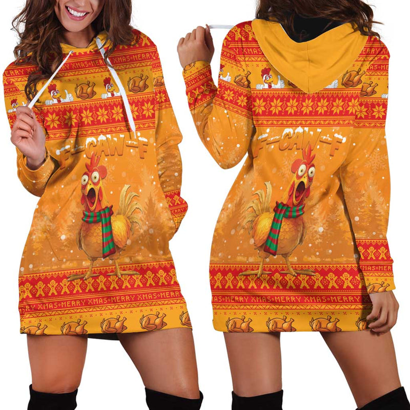 Funny Christmas F Caw F Chicken Merry Craw Mas Hoodie Dress