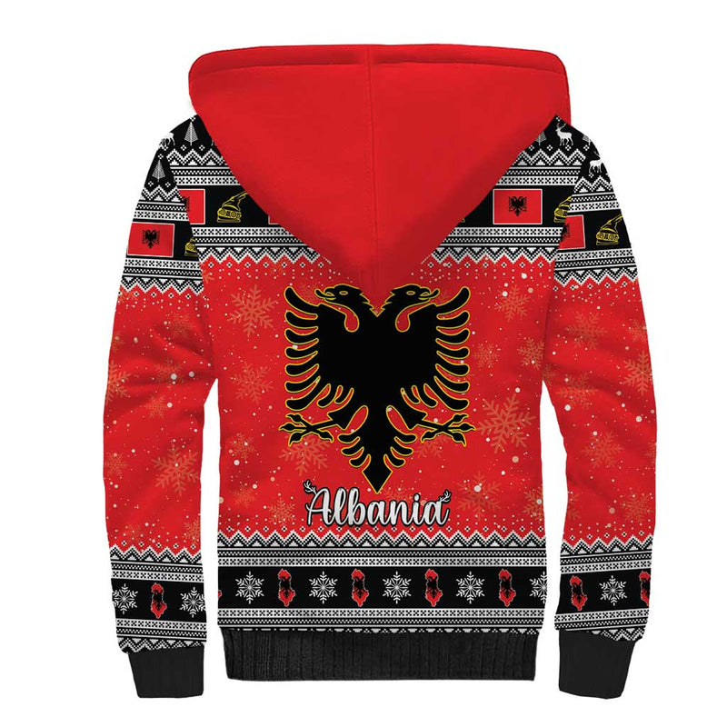 Albania Christmas Albanian Eagle Gezuar Krishtlindja Sherpa Hoodie