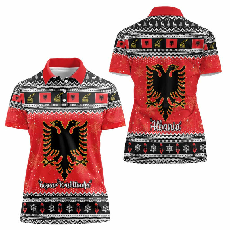 Albania Christmas Albanian Eagle Gezuar Krishtlindja Women Polo Shirt