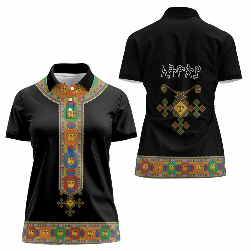 Ethiopia Saba Kemis Habesha Style Black Color Women Polo Shirt