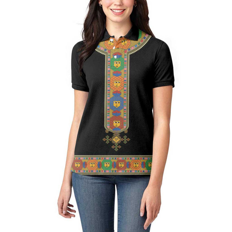 Ethiopia Saba Kemis Habesha Style Black Color Women Polo Shirt