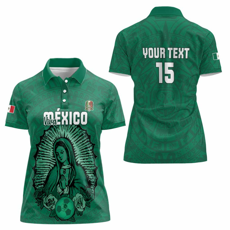 Custom Mexico Guadalupe Football Viva Mexico Women Polo Shirt