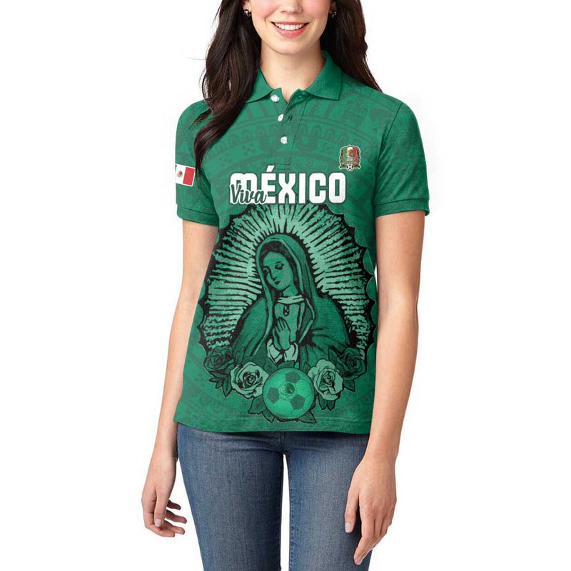 Custom Mexico Guadalupe Football Viva Mexico Women Polo Shirt