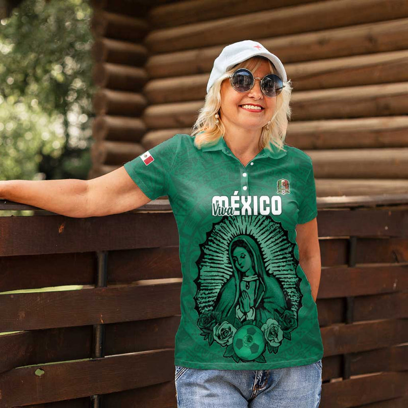 Custom Mexico Guadalupe Football Viva Mexico Women Polo Shirt
