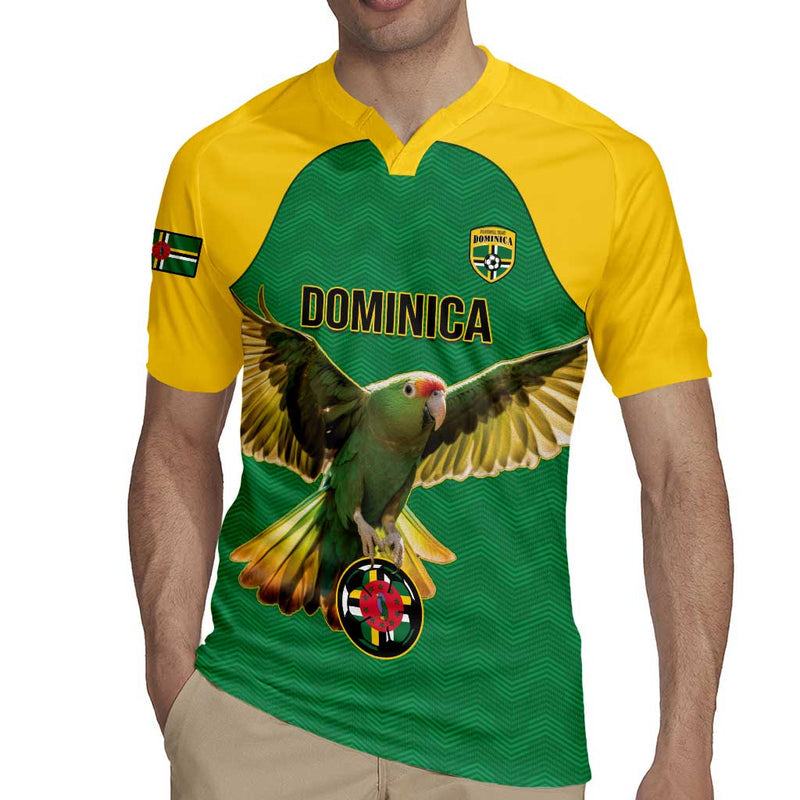 Custom Dominica Football Sisserou Parrot Green Color Rugby Jersey