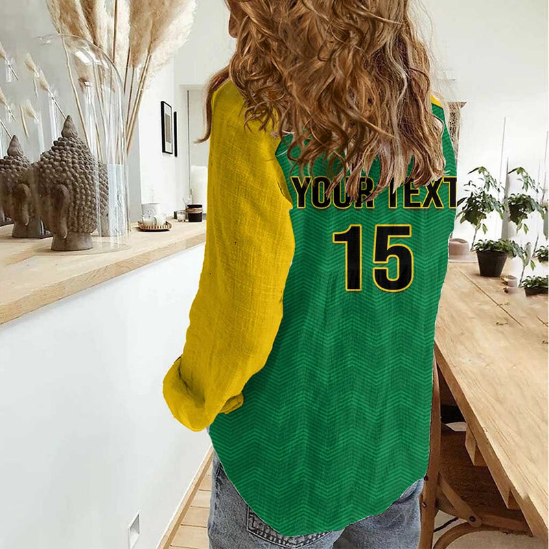Custom Dominica Football Sisserou Parrot Green Color Women Casual Shirt