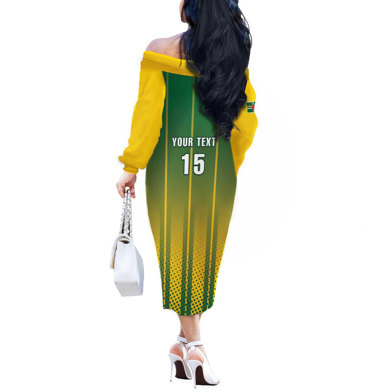 Custom Dominica Cricket Sporty Style Off The Shoulder Long Sleeve Dress