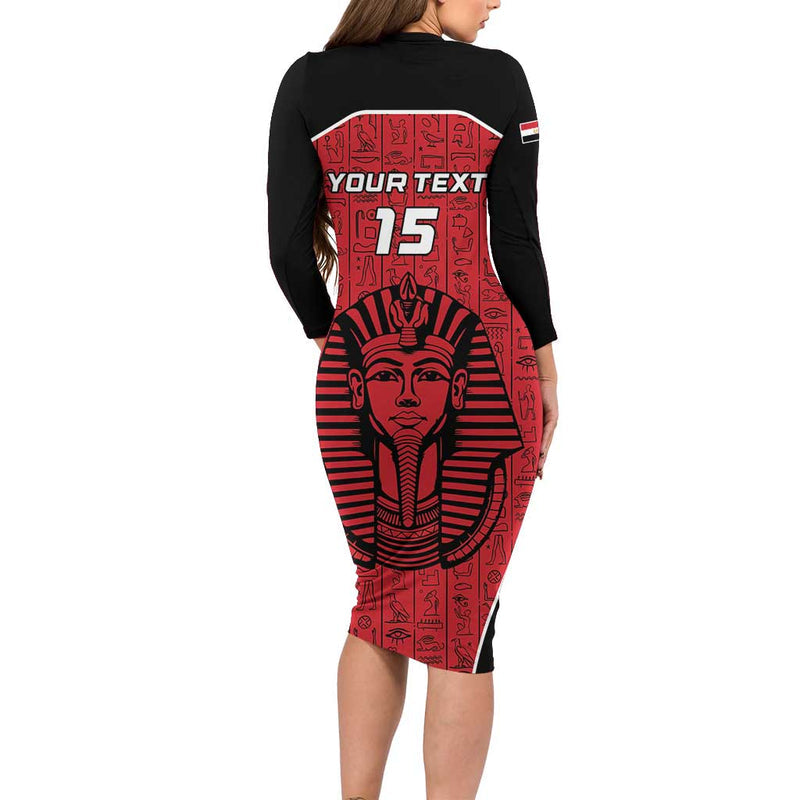 Custom Egypt Football Go Pharaohs Long Sleeve Bodycon Dress