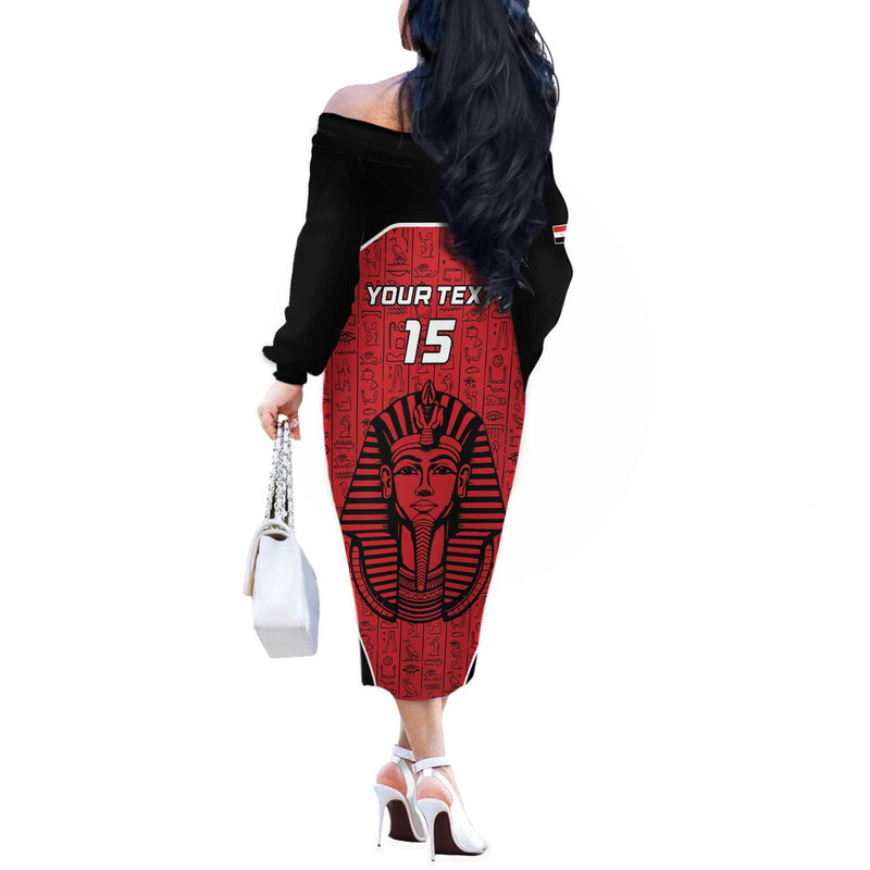 Custom Egypt Football Go Pharaohs Off The Shoulder Long Sleeve Dress