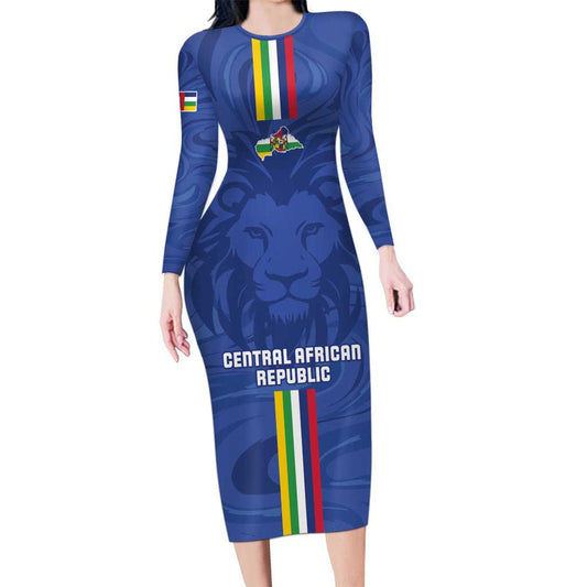 Custom Central African Republic Football Go Les Fauves Go Long Sleeve Bodycon Dress