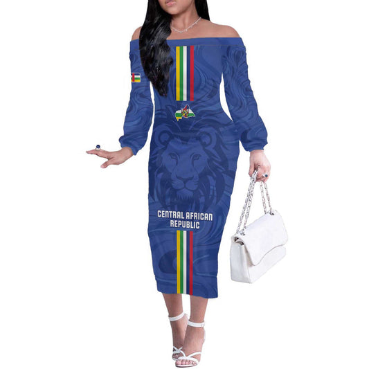 Custom Central African Republic Football Go Les Fauves Go Off The Shoulder Long Sleeve Dress