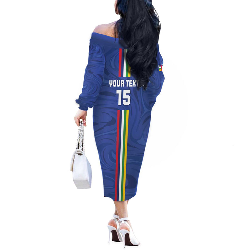 Custom Central African Republic Football Go Les Fauves Go Off The Shoulder Long Sleeve Dress