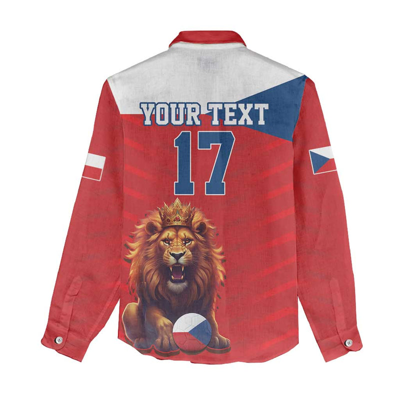 Custom Czech Republic Football Go Champions Sporty Style with Lion Mascot Women Casual Shirt