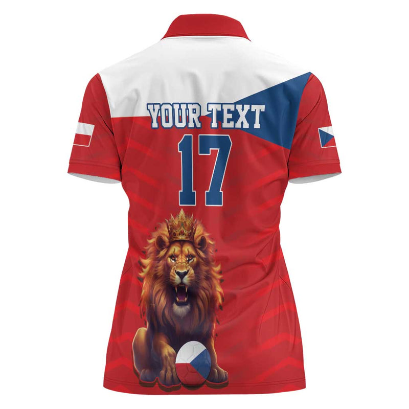 Custom Czech Republic Football Go Champions Sporty Style with Lion Mascot Women Polo Shirt