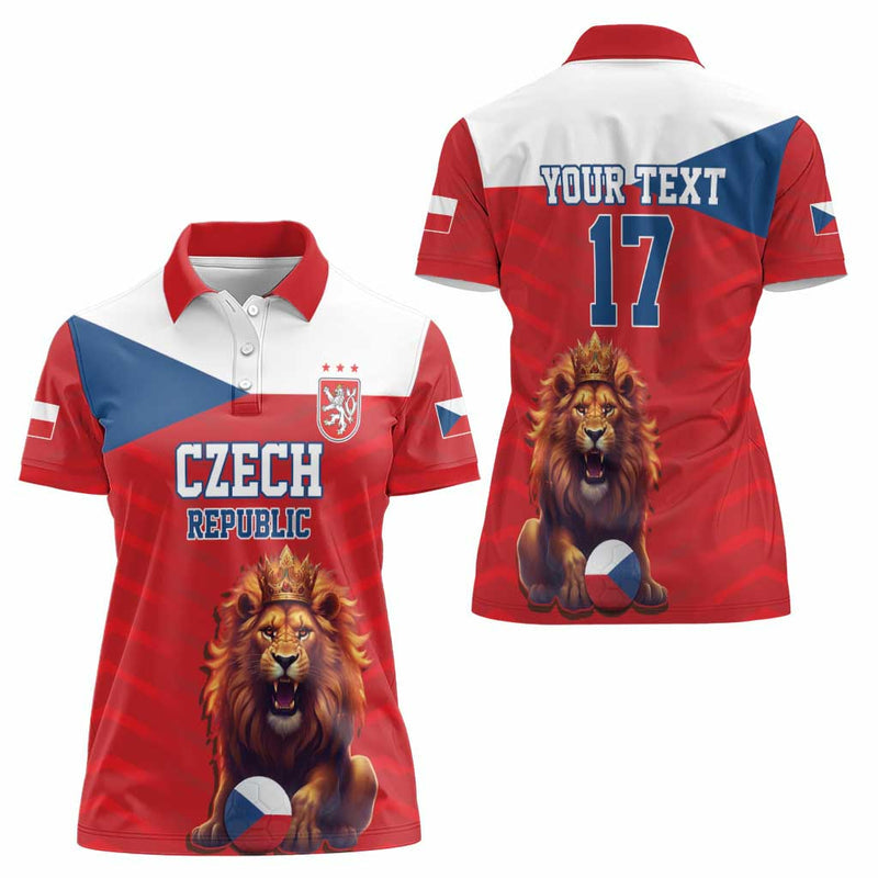 Custom Czech Republic Football Go Champions Sporty Style with Lion Mascot Women Polo Shirt