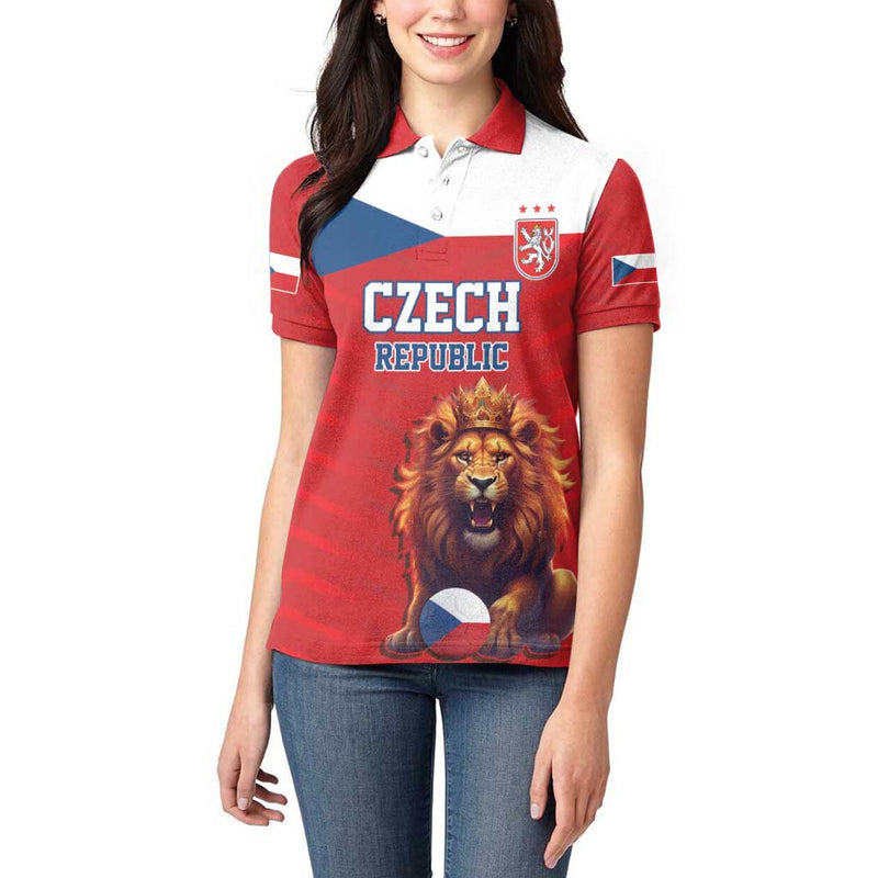 Custom Czech Republic Football Go Champions Sporty Style with Lion Mascot Women Polo Shirt