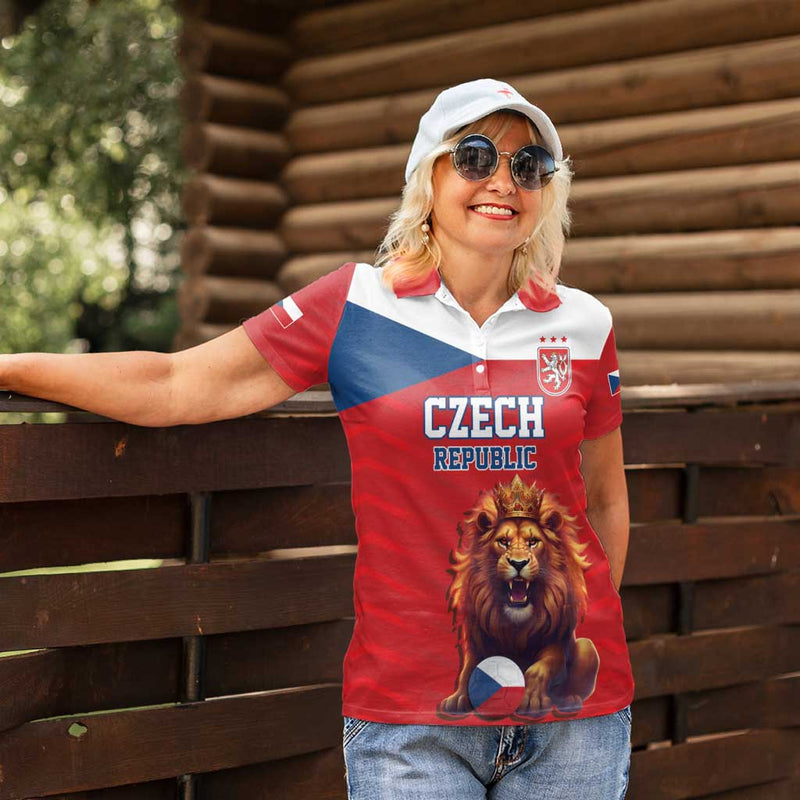 Custom Czech Republic Football Go Champions Sporty Style with Lion Mascot Women Polo Shirt