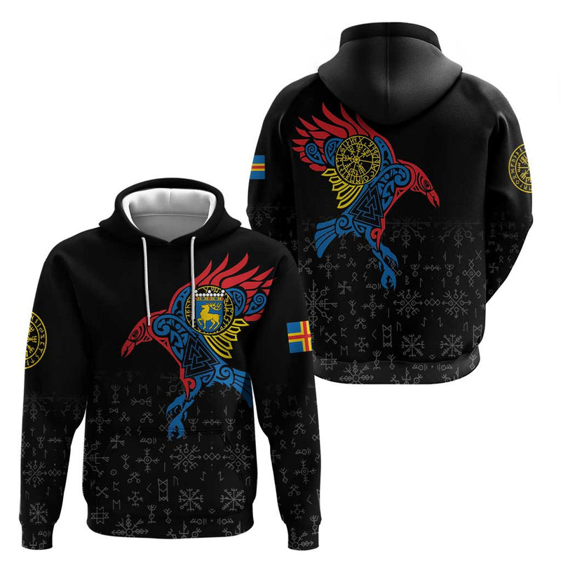 Aland Vikings Culture Norse Mythology Raven Tattoo Hoodie