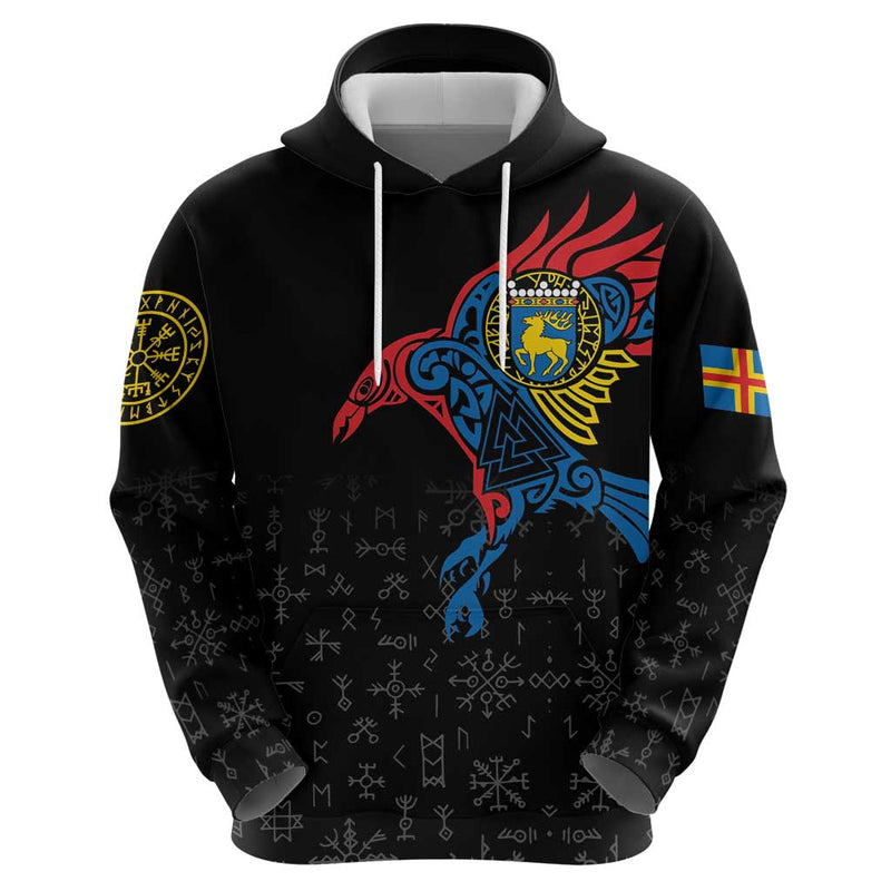 Aland Vikings Culture Norse Mythology Raven Tattoo Hoodie