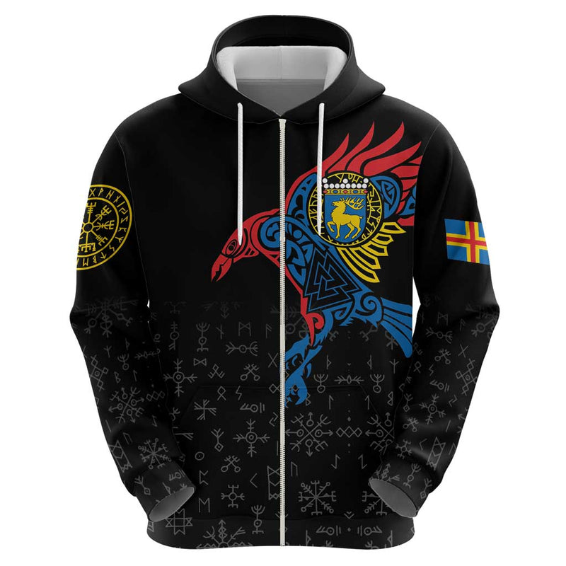 Aland Vikings Culture Norse Mythology Raven Tattoo Hoodie
