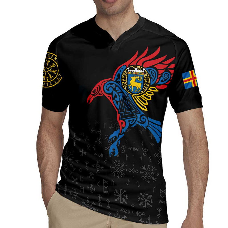 Aland Vikings Culture Norse Mythology Raven Tattoo Rugby Jersey